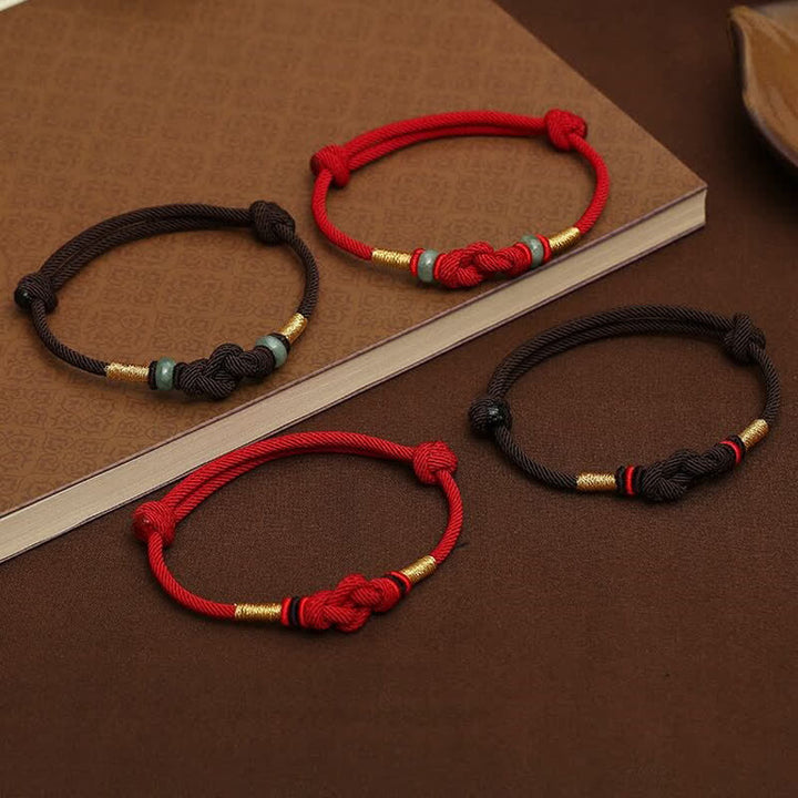 Buddha Stones Red String Jade Luck Fortune Knot Braided String Bracelet