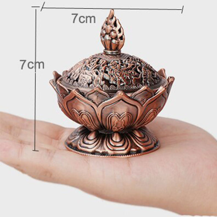 Buddha Stones Tibetan Lotus Shaped Purify Incense Burner