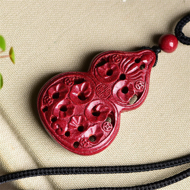 Buddha Stones Laughing Buddha Yin Yang Chinese Zodiac Gourd Natural Cinnabar Blessing Necklace Pendant