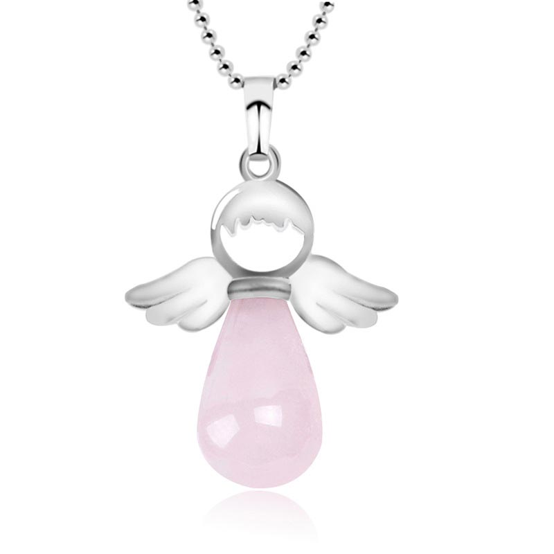 Buddha Stones Little Angel Wings Natural Crystal Luck Necklace Pendant