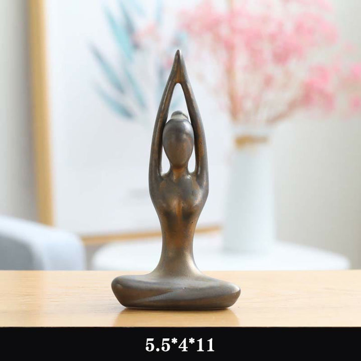 Abstract Yoga Meditation Exercise Ceramics Spiritual Figurine Sculpture Decoration