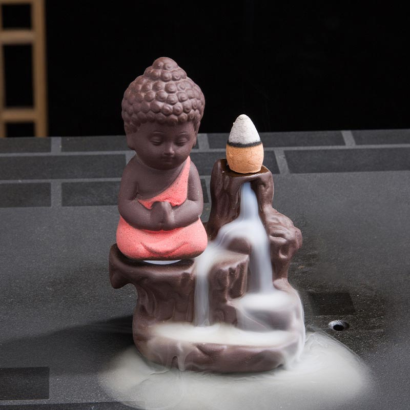 Buddha Stones  Backflow Smoke Fountain Ceramic Blessing Incense Burner Decoration