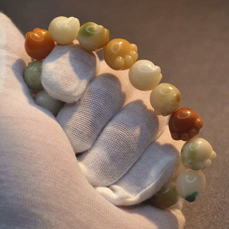 Buddha Stones Multilayered Bodhi Seed Cute Cat Paw Calm Harmony Bracelet