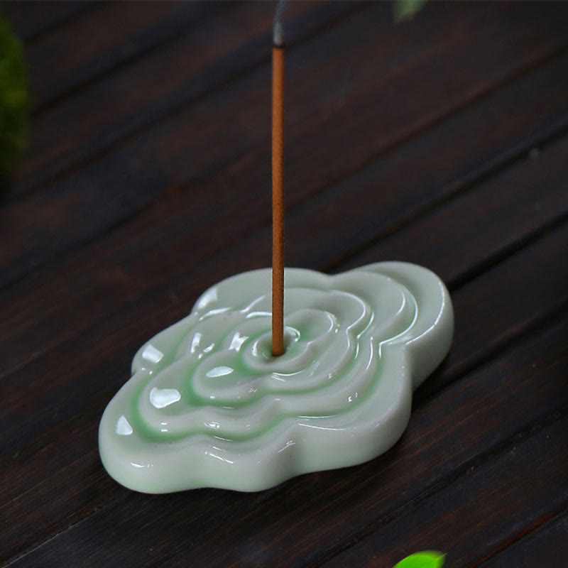 Buddha Stones Mini Auspicious Clouds Design Healing Stick Ceramic Small Incense Burner Decoration