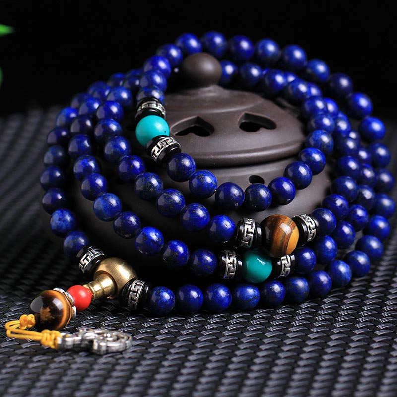 Buddha Stones 108 Beads Lazurite Positive Bracelet Mala