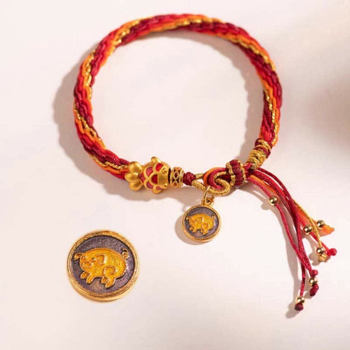 Buddha Stones Chinese Zodiac Handmade Koi Fish String Protection Reincarnation Knot Braid Bracelet