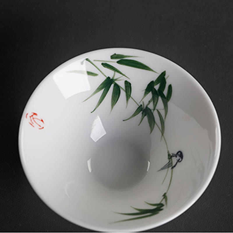 Buddha Stones Vintage Plum Orchid Bamboo Chrysanthemum Lotus Koi Fish Ceramic Teacup Kung Fu Tea Cups
