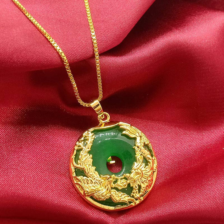 Buddha Stones Natural Jade Prosperity Necklace