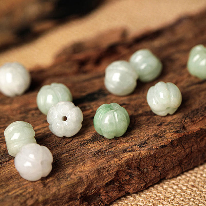 Buddha Stones White Jade Peace Buckle Pumpkin Bead Luck Blessing Braided Bracelet