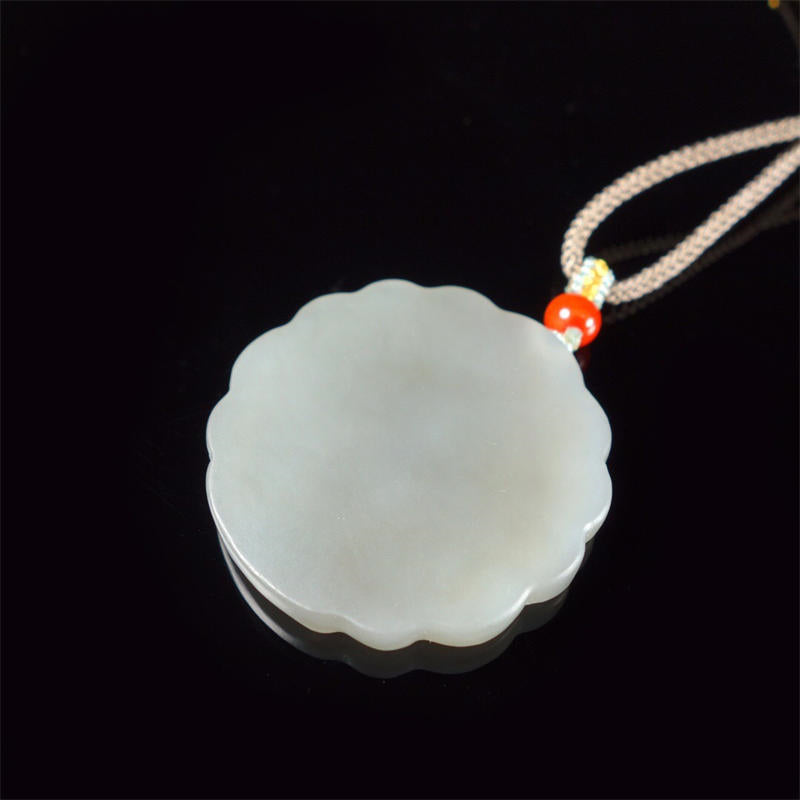 White Jade Peacock Protection Blessing Necklace Pendant