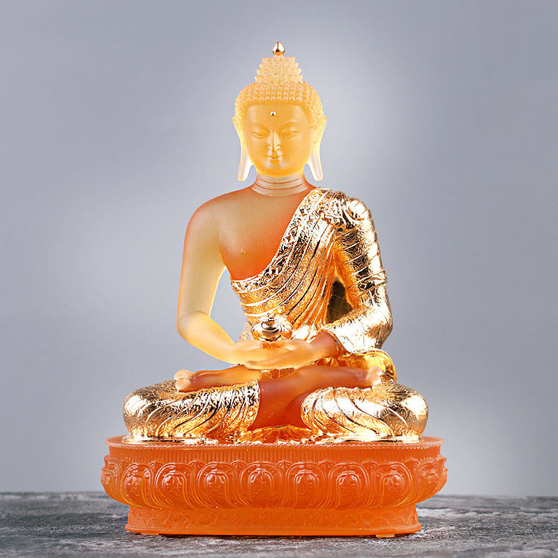 Buddha Stones Buddha Handmade Figurine Liuli Art Piece Serenity Statue Home Offering Decoration