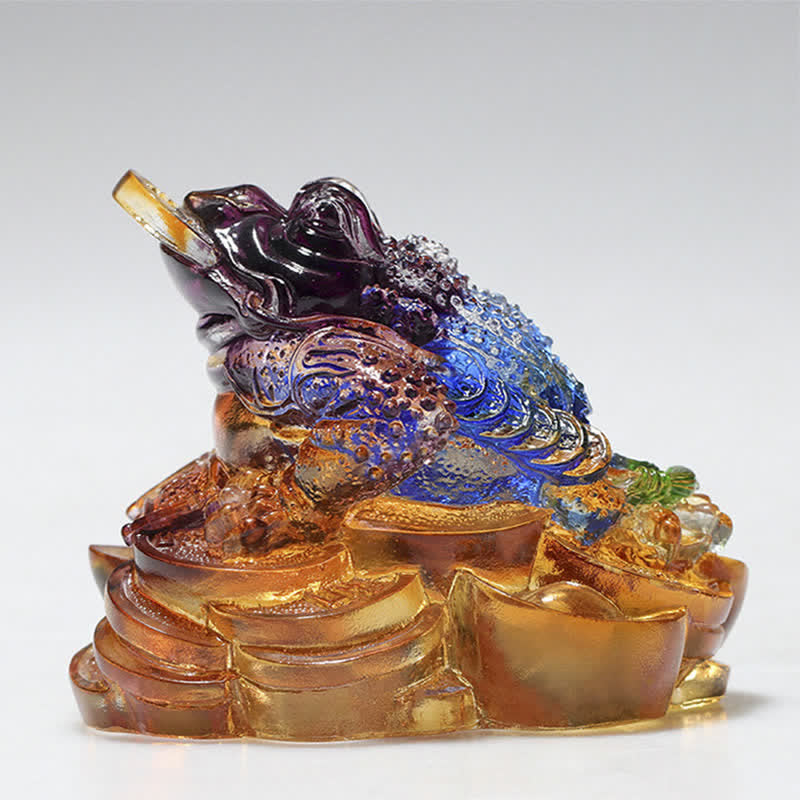 Feng Shui Frog Handmade Liuli Crystal Art Piece Wealth Home Office Decoration