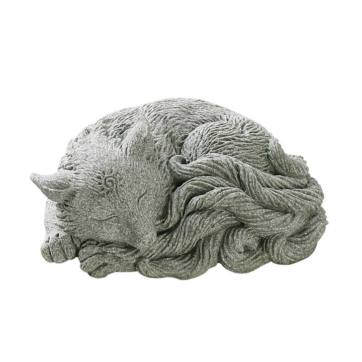 Buddha Stones Small Nine Tailed Fox Protection Home Tea Pet Figurine Decoration