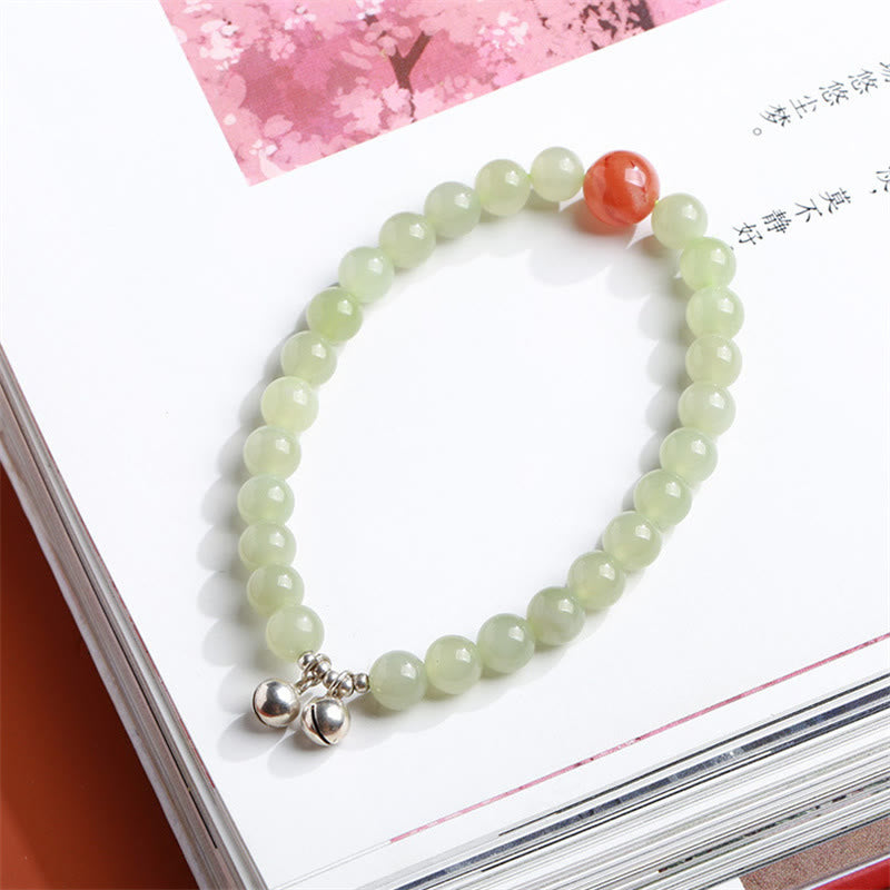 Buddha Stones 925 Sterling Silver Plated Gold Natural Hetian Jade Bead Gourd Lotus Bamboo Fu Character Luck Bracelet