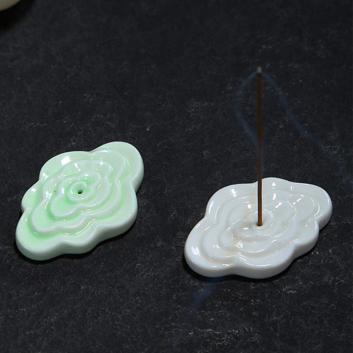 Buddha Stones Mini Auspicious Clouds Design Healing Stick Ceramic Small Incense Burner Decoration