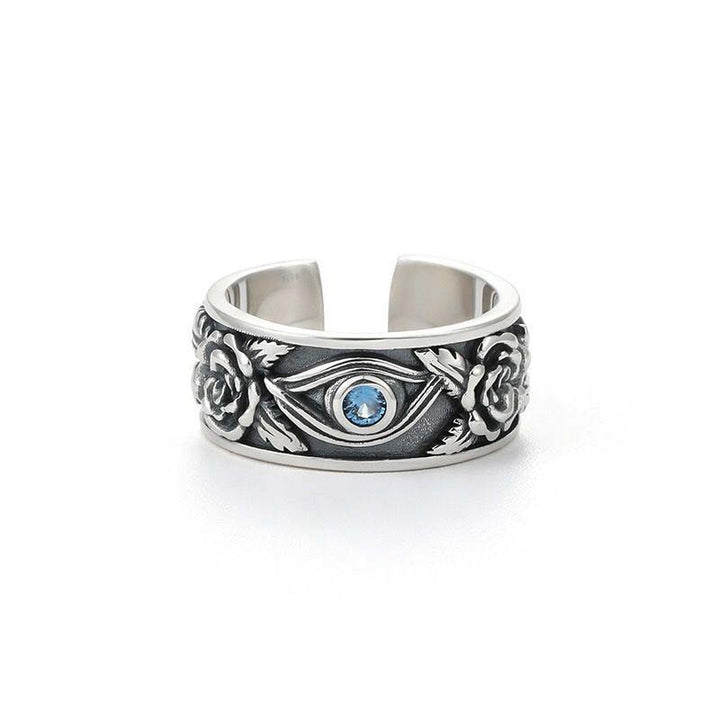 Buddha Stones Eye Of Horus Crystal Protection Adjustable Ring