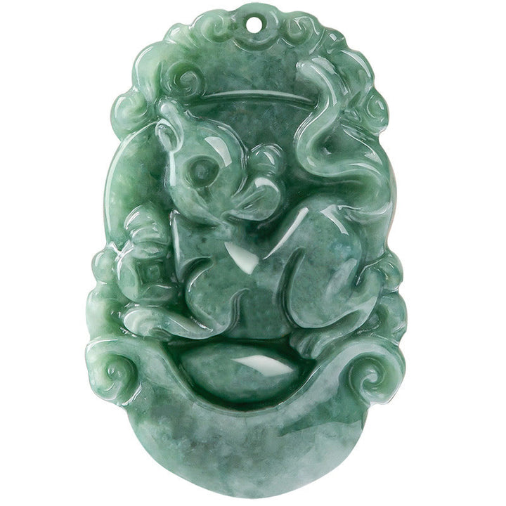 Buddha Stones Natural Jade 12 Chinese Zodiac Prosperity Necklace Pendant