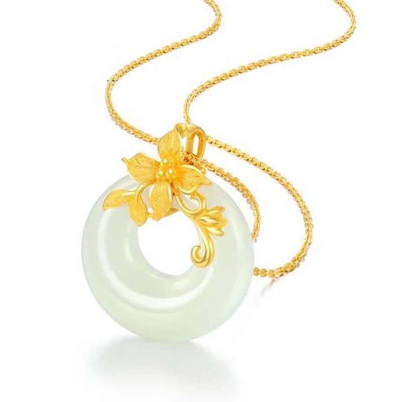 Buddha Stones Tibetan White Jade Calm Necklace