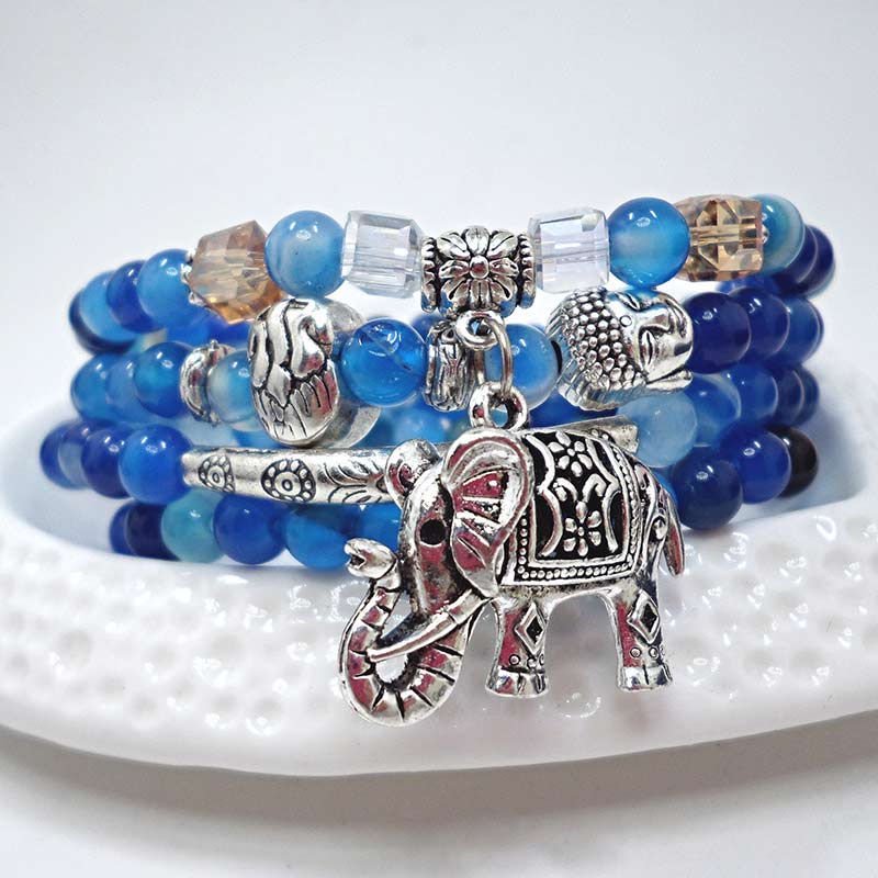 Buddha Stones Natural Agate Elephant Buddha Hope Bracelet