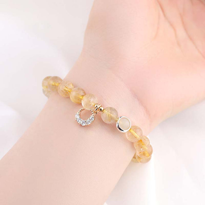 Citrine Luck Protection Moon Charm Bracelet