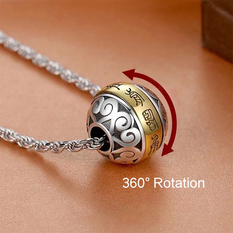 Buddha Stones Taoist Nine-Character Mantra Engraved Amulet Balance Necklace Rotatable Pendant