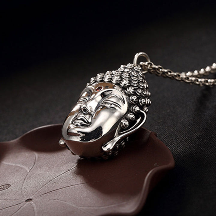 Buddha Stones 925 Sterling Silver Buddha Head Compassion Necklace Pendant