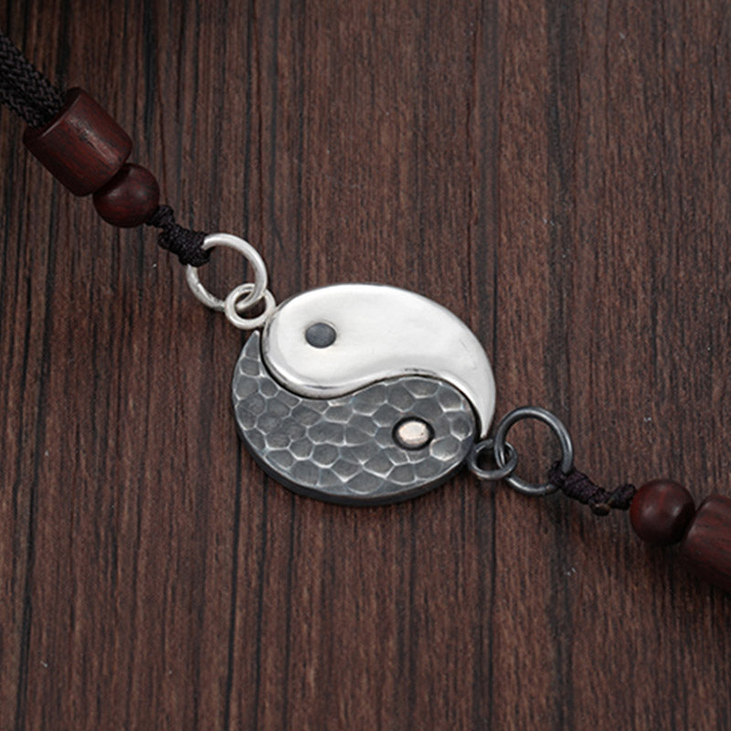 Buddha Stones 990 Sterling Silver Yin Yang Balance Harmony Necklace Pendant