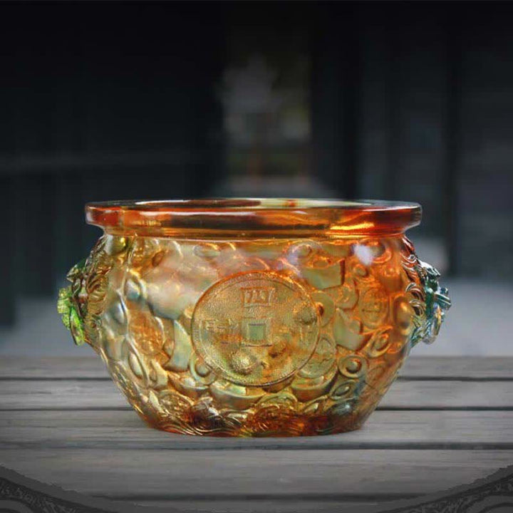 Handmade Liuli Crystal Treasure Bowl Art Piece Home Decoration