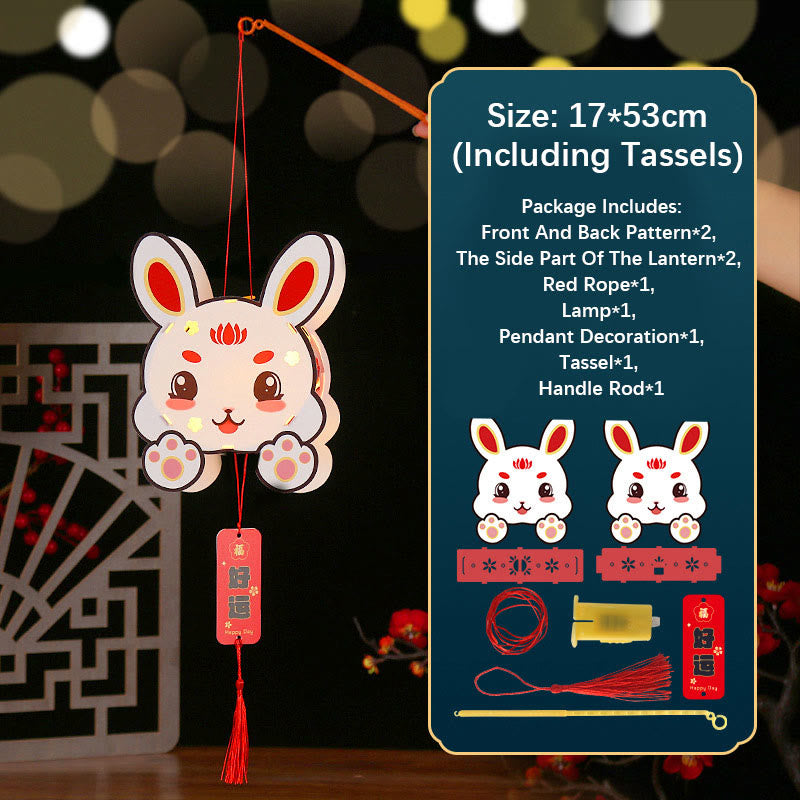 Buddha Stones DIY Good Luck Cute Rabbit Paper Lantern Lamp Mid-Autumn Festival Lantern Decoration