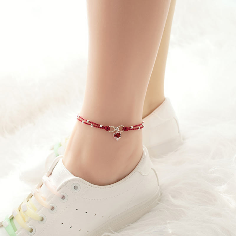 Buddha Stones Love Heart Infinity Symbol Braided String Anklet