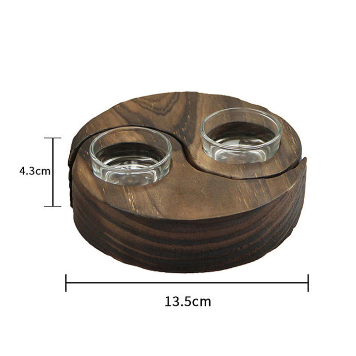 Yin Yang Wood Candle Holder Meditation Rituals Use Items