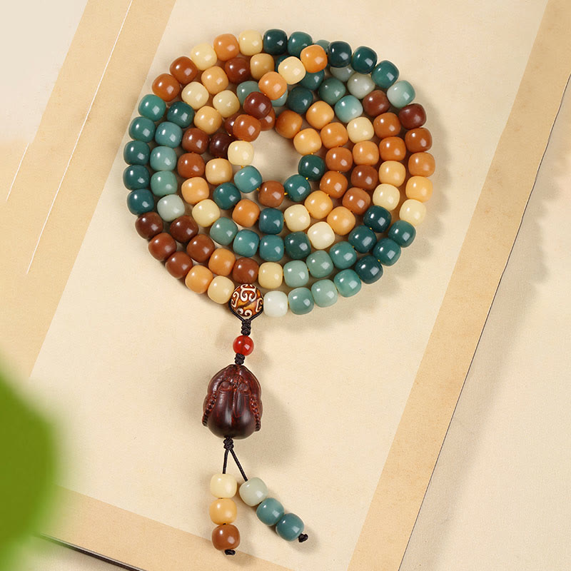 Buddha Stones Natural Bodhi Seed Lotus Dzi Bead Peace Harmony Charm Bracelet