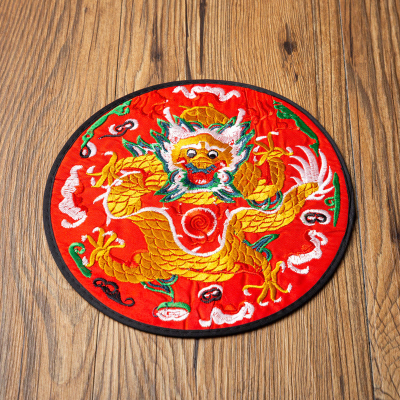 Buddha Stones Dragon Embroidery Cup Mat Pad Tea Cup Coaster Kung Fu Tea Mat