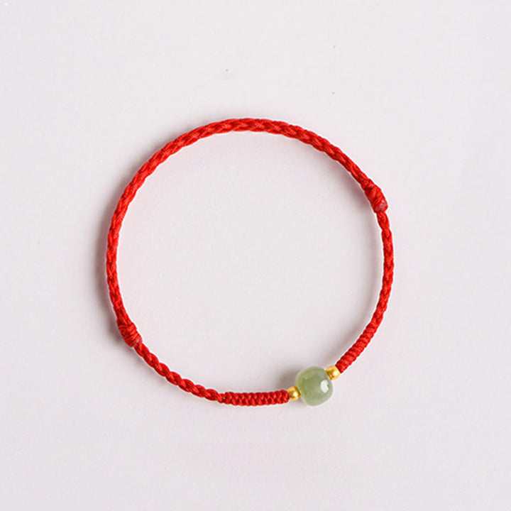 Buddha Stones Handmade Jade Lucky Bead Prosperity Braided Bracelet