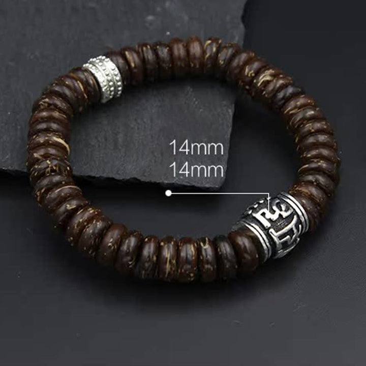 Buddha Stones Natural Tibetan Coconut Shell Om Mani Padme Hum Positive Bracelet