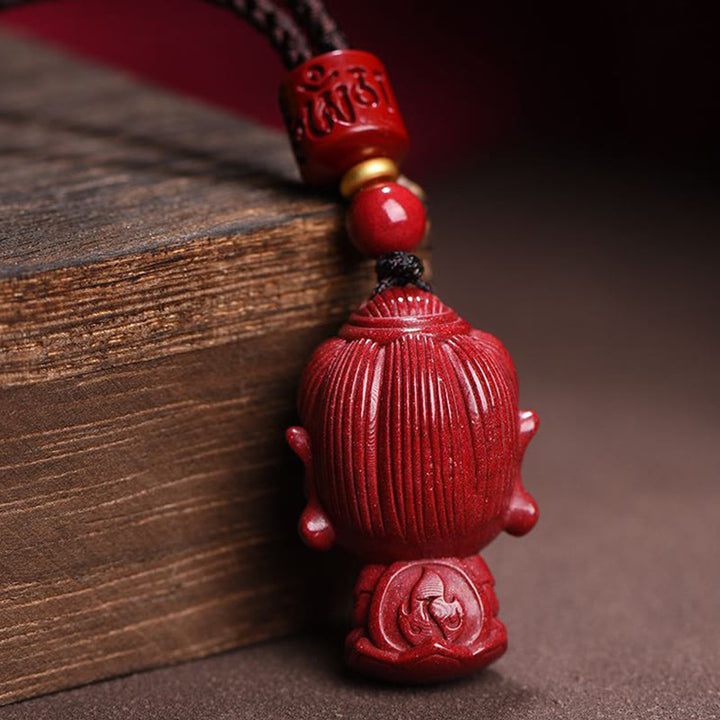 Buddha Stones Chinese Zodiac Natal Buddha Natural Cinnabar Amulet Keep Away Evil Spirits Necklace Pendant