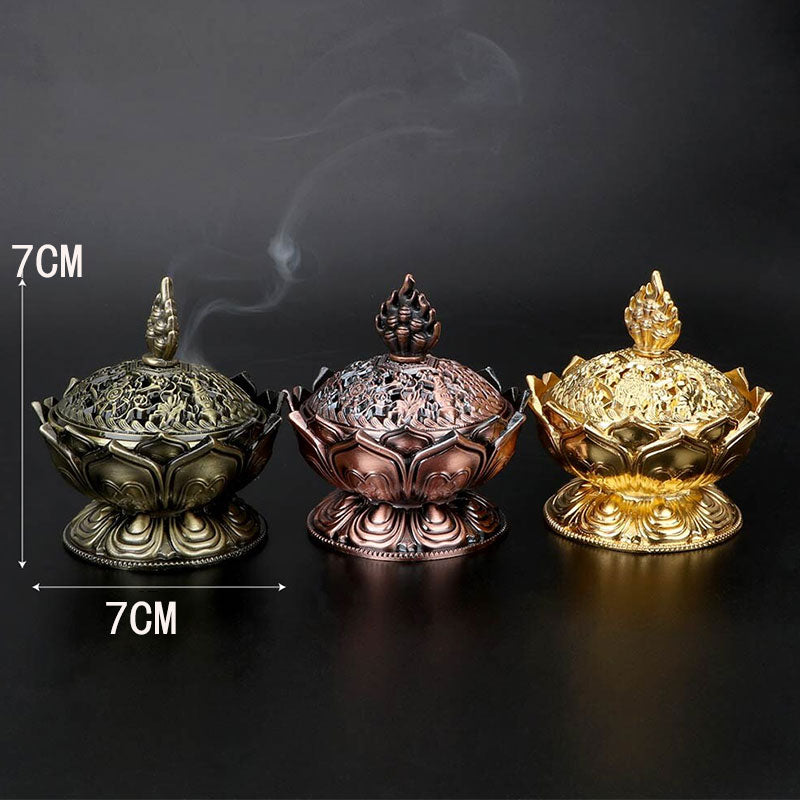 Buddha Stones Tibetan Lotus Shaped Purify Incense Burner