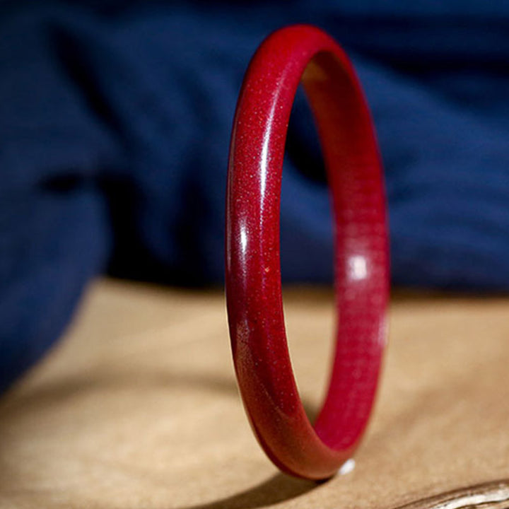 Buddha Stones Cinnabar Heart Sutra Engraving Blessing Bangle Bracelet