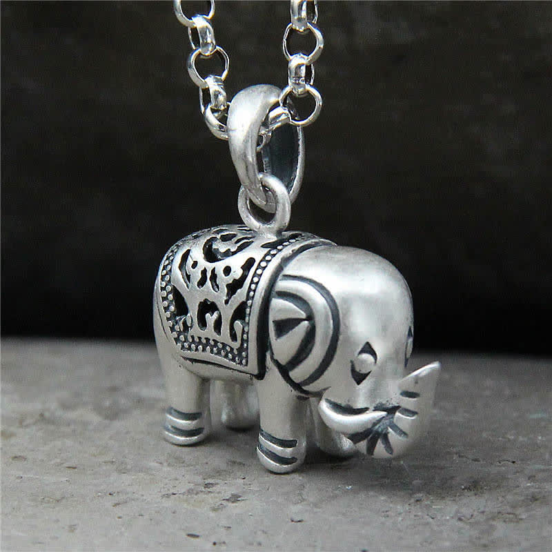 990 Sterling Silver Elephant Strength Necklace Pendant