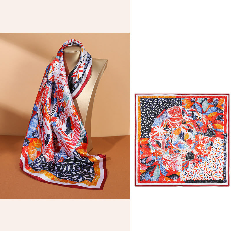 Buddha Stones Pastoral Scene Hot Air Balloon Spring Blossom 100% Mulberry Silk Neck Hair Scarf