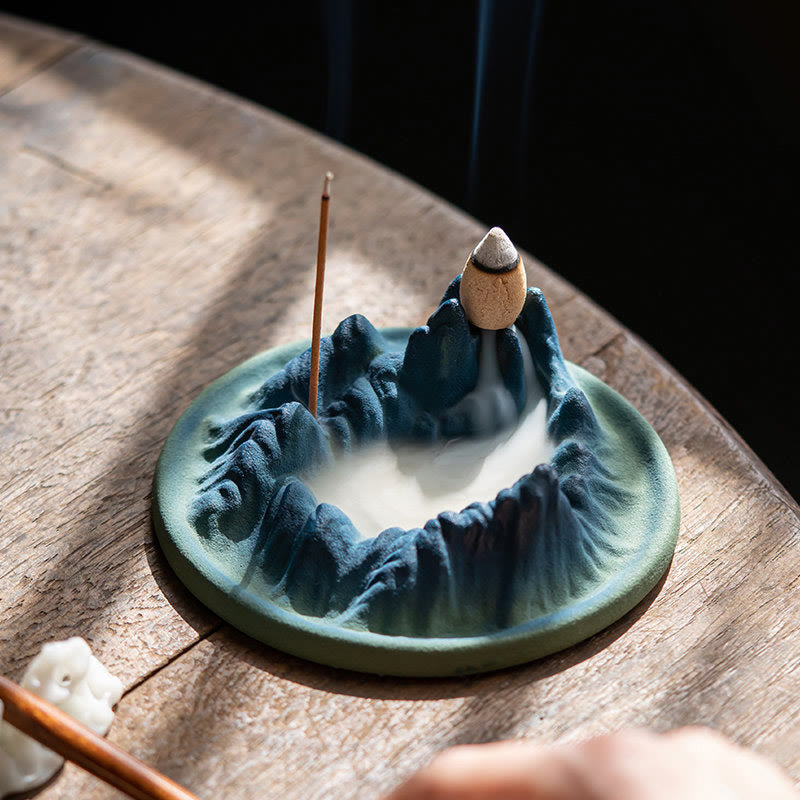 Creative Mountain River Ceramic Healing Backflow Incense Burner