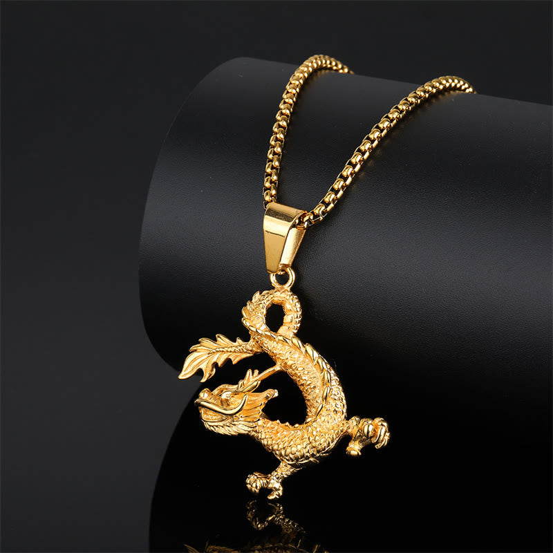 Buddha Stones Dancing Dragon Pattern Luck Necklace Pendant