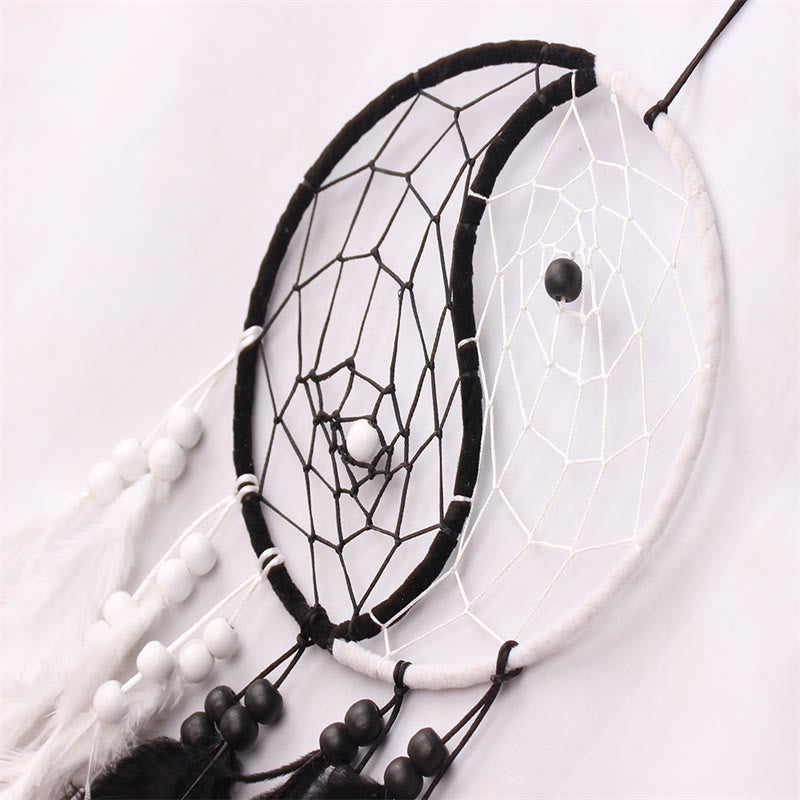 Yin Yang  Dream Catcher Circular Net with Feathers Balance Decoration