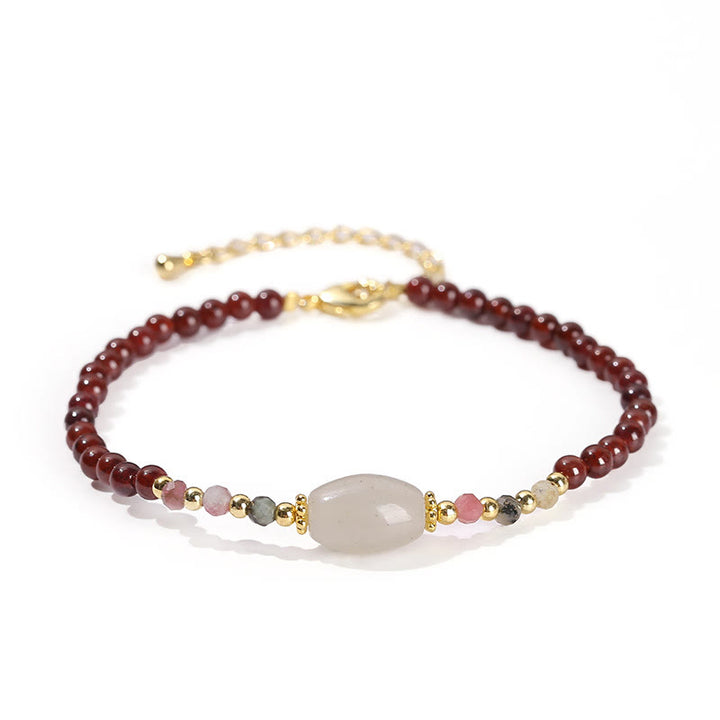 Buddha Stones Garnet Jade Tourmaline Bead Passion Bracelet