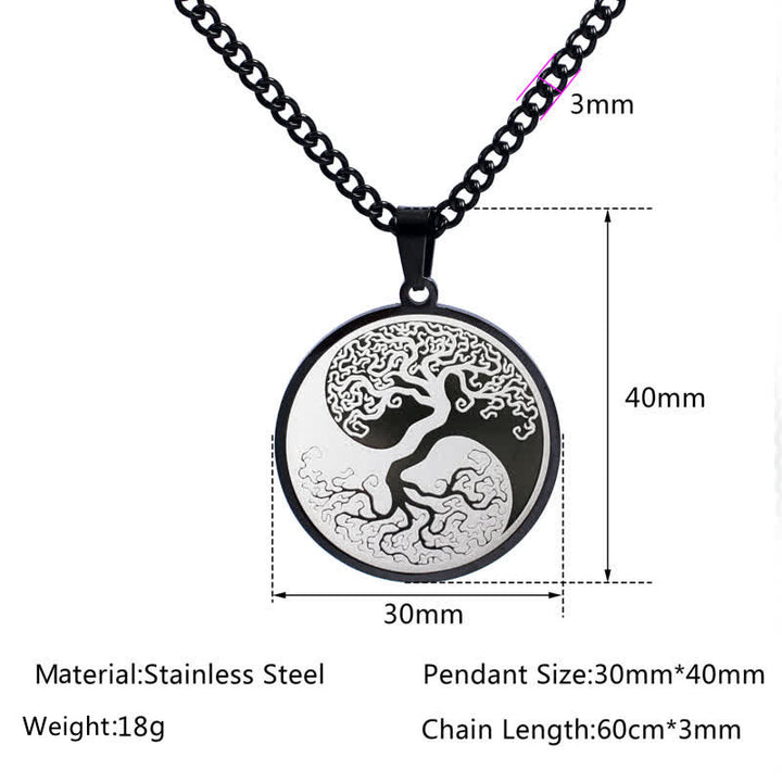 Buddha Stones The Tree of Life Titanium Steel Connection Necklace Pendant