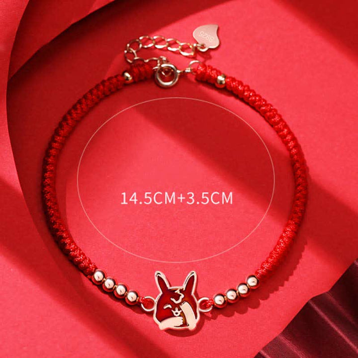 Buddha Stones 925 Sterling Silver Chinese Zodiac Luck Faith Discolor Red String Bracelet