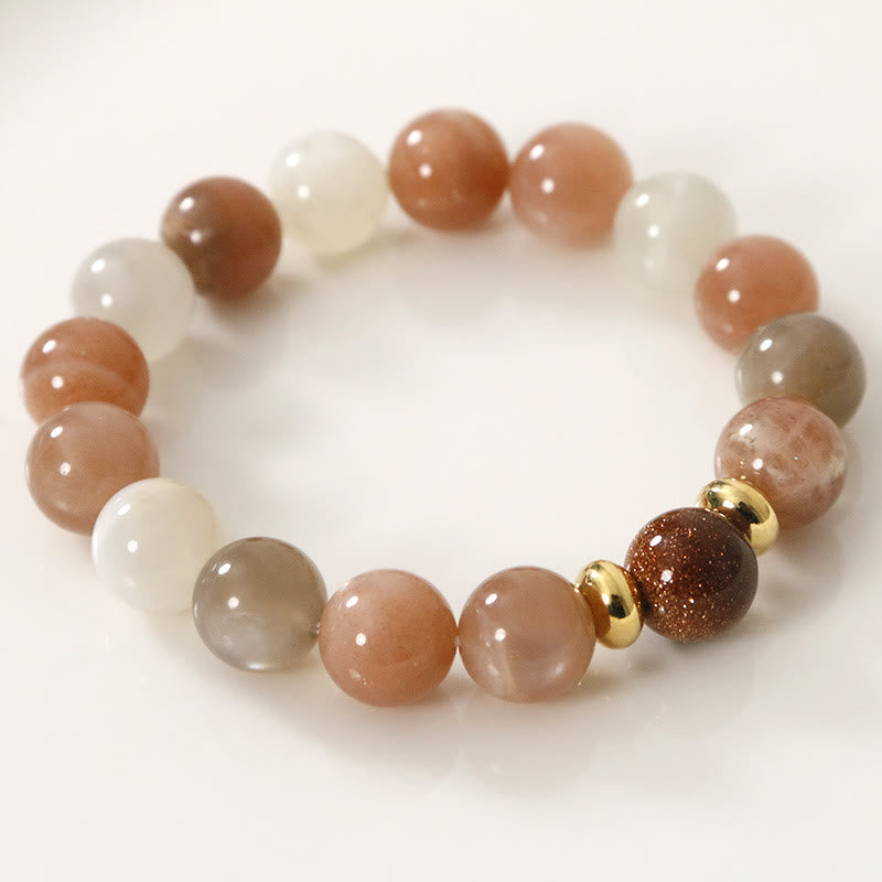 Natural Sun Stone Gold Sandstone Wealth Positive Bracelet