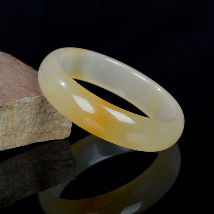 Natural Golden Silk Jade Luck Wealth Bracelet Bangle