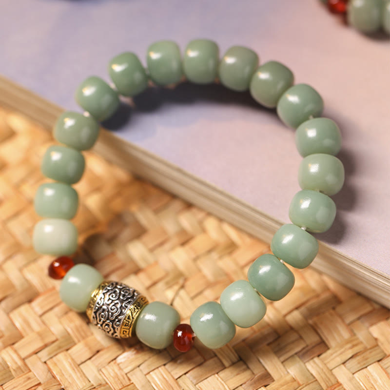 Buddha Stones Bodhi Seed Auspicious Cloud Fu Character Bead Peace Bracelet