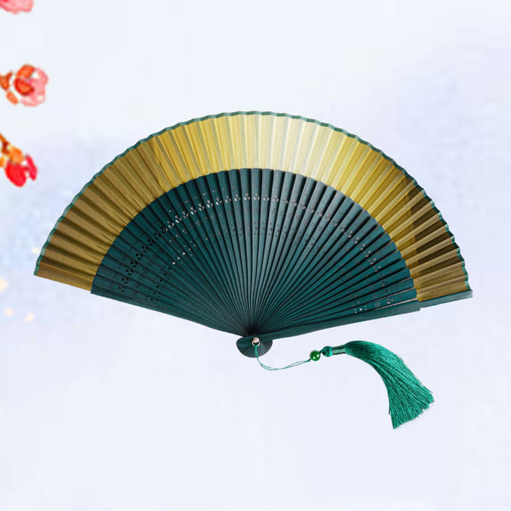 Buddha Stones Gradient Handheld Bamboo Folding Fan